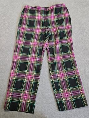 J. Crew Kate Straight-Leg Pant in Pink Stewart Tartan Plaid Wool Size 12 Preppy